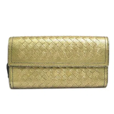 Pre-owned Bottega Veneta Gold Intrecciato Long Wallet (bi-fold) ()