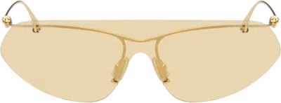Bottega Veneta Gold Knot Shield Sunglasses In 003 Gold