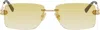 Bottega Veneta Gold Lock Rectangular Sunglasses