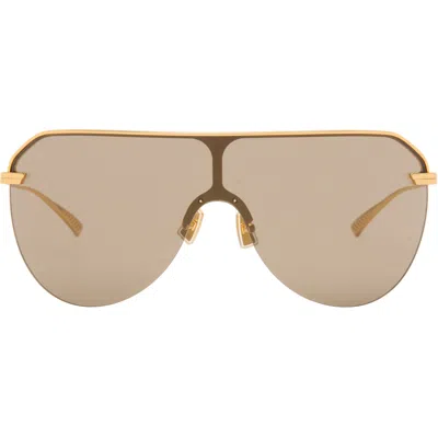 Bottega Veneta ゴールド Long Ribbon シールドサングラス In 003-gold-gold-brown