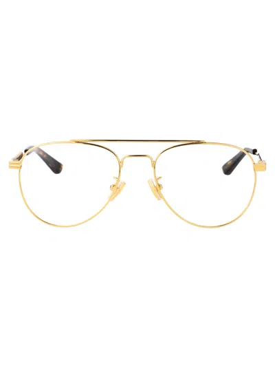 Bottega Veneta Gold Metal Optical Glasses In Orange