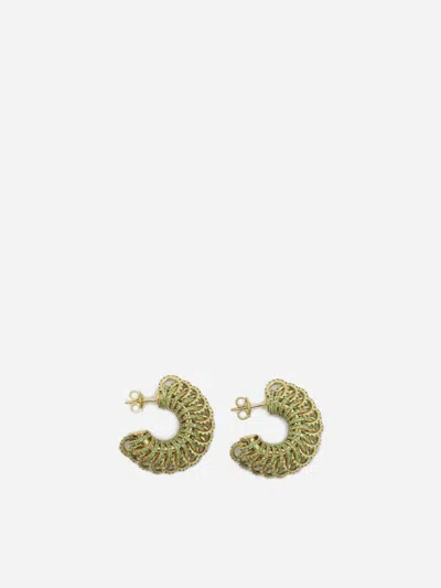 Bottega Veneta Gold-plated Silver Earrings And Crystals In Green