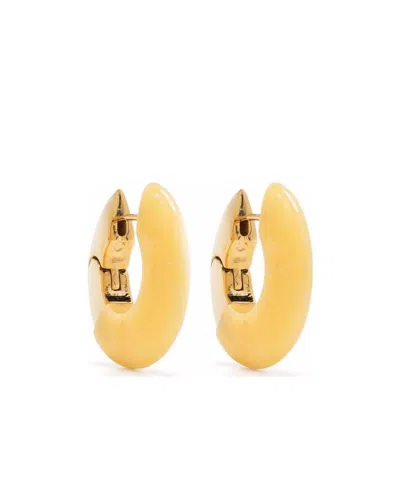 Bottega Veneta Gold-plated Silver Malachite Hoop Earrings In Yellow