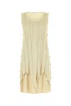 Bottega Veneta Embellished Pleated Mini Dress In Neutral
