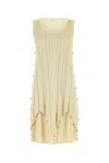 Bottega Veneta Embellished Pleated Mini Dress In Neutral