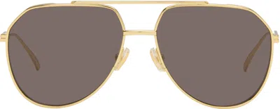 Bottega Veneta Gold Ribbon Sunglasses In Gray