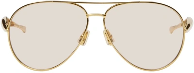 Bottega Veneta Gold Sardine Aviator Sunglasses