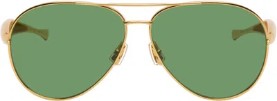 Bottega Veneta Gold Sardine Aviator Sunglasses In Multi