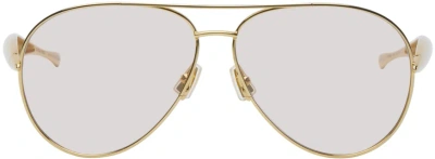 Bottega Veneta Gold Sardine Sunglasses In Gold-gold-brown