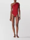 Bottega Veneta Gold-tone Hardware One-shoulder Swimsuit In Red