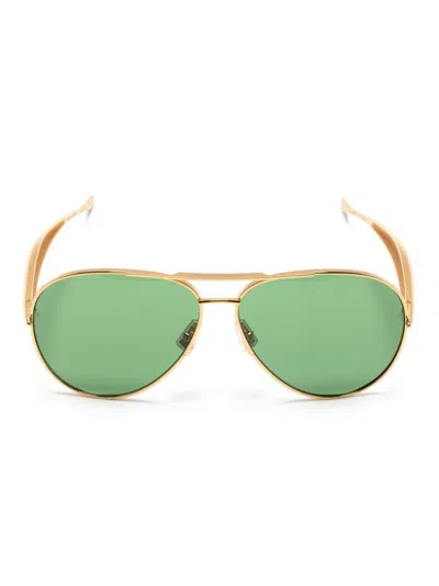 Bottega Veneta Gold-tone Sardine Pilot-frame Sunglasses