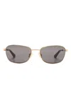 Bottega Veneta Gold-tone Split Knot Rectangle-frame Sunglasses In Gold