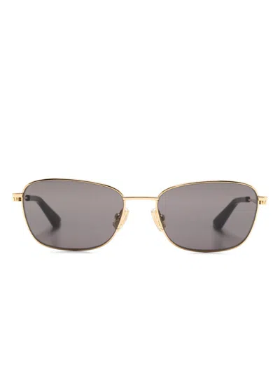 Bottega Veneta Gold-tone Split Knot Rectangle-frame Sunglasses