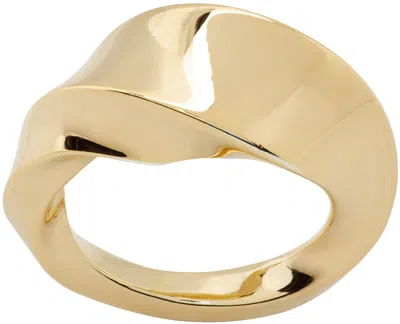 Bottega Veneta Gold Twist Ring In 8120 Yellow Gold