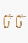 BOTTEGA VENETA GOLDEN-EFFECT SILVER PILLAR HOOP EARRINGS