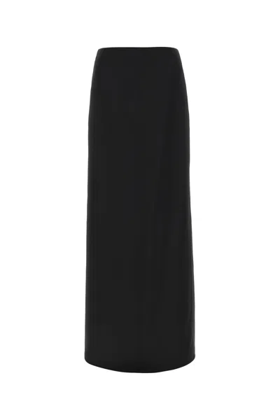 Bottega Veneta Flowing Viscose Blend Skirt With Back Slit In Black