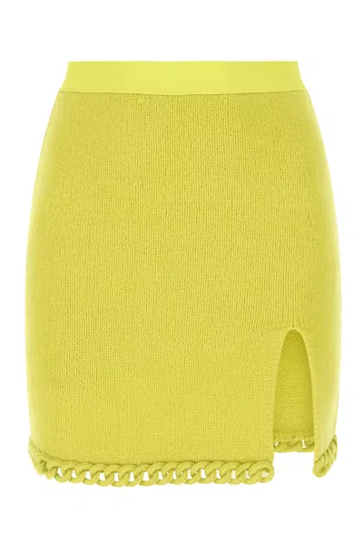 BOTTEGA VENETA ACID GREEN WOOL MINI SKIRT