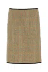 Bottega Veneta Prince Of Wales Wool Skirt In Beigeyellowblue