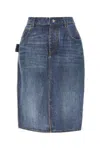 Bottega Veneta Denim Printed Silk And Viscose Midi Skirt In Indigo