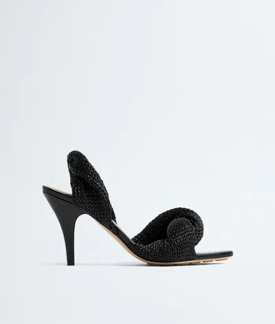Bottega Veneta Lambskin Woven Grace Slingback Sandals 90 In Black