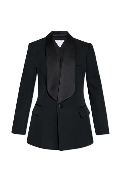 Bottega Veneta Wool Grain De Poudre Tuxedo Jacket In Black
