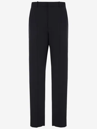 Bottega Veneta Grain De Poudre Wool Trousers In Black