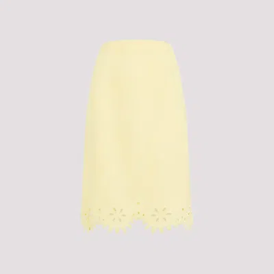 Bottega Veneta Grain Embroidered Midi Skirt In Yellow & Orange