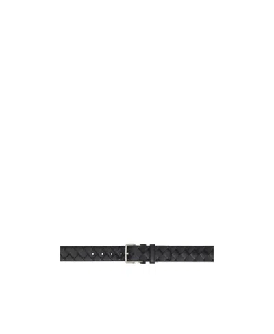 Bottega Veneta Grain Intrecciato Belt In Black
