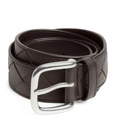 Bottega Veneta Grained Leather Intrecciato Belt