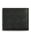 Bottega Veneta Grained Leather Intrecciato Bifold Wallet In Green