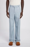 Bottega Veneta Men's Grainy Open Stitch Trousers In River/ Cloud