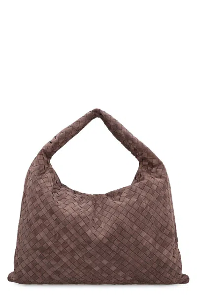 Bottega Veneta Hop Large Shoulder Bag Fondant In Suede In Brown