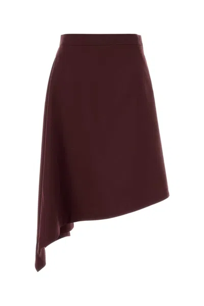 Bottega Veneta Grape Wool Skirt In Burgundy