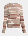 Bottega Veneta Striped Jacquard-knit Linen And Cotton-blend Sweater In Brown