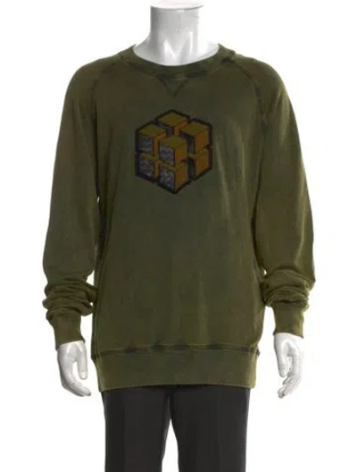 Pre-owned Bottega Veneta Graphic Print Crew Neck Sweatshirt In Green