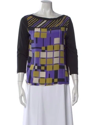 Pre-owned Bottega Veneta Graphic Print Crew Neck Top In Multi
