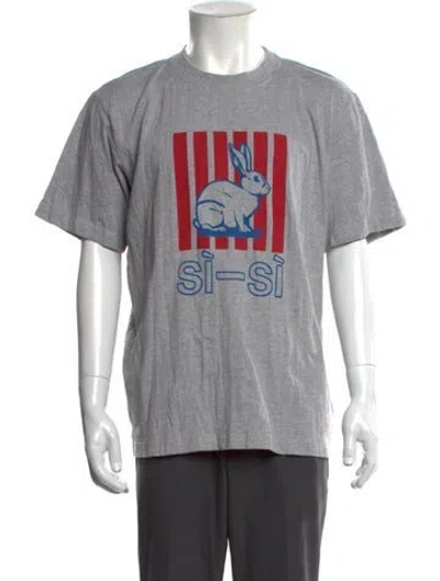 Pre-owned Bottega Veneta Graphic Print Crew Neck T-shirt In Grey