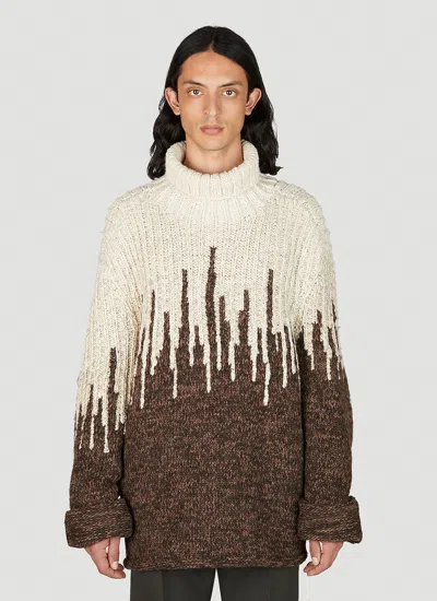 Bottega Veneta Men's Colorblocked Wool Turtleneck Sweater In Brown