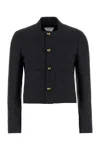 Bottega Veneta Cotton Blend Blazer Front Pockets In Black
