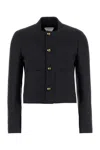 Bottega Veneta Cotton Blend Blazer Front Pockets In Black