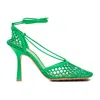 Bottega Veneta Lace-up Leather-trimmed Mesh Pumps In Green