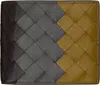 Bottega Veneta Gray & Khaki Intrecciato Bi-fold Wallet In 2117