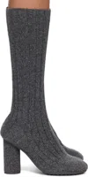 Bottega Veneta Women Atomic Knitted Wool Boots In 1370 Anthracite