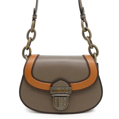 Pre-owned Bottega Veneta Gray Brown Leather Shoulder Bag ()
