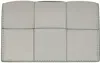 Bottega Veneta Gray Cassette Card Holder In 1582 Ag Gr Al/aga