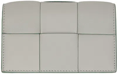 Bottega Veneta Gray Cassette Card Holder In 1582 Ag Gr Al/aga