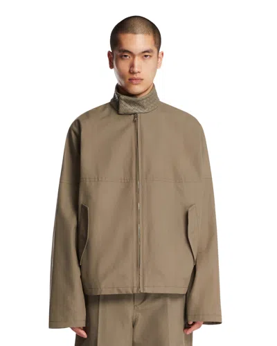 Bottega Veneta Gray Compact Cotton Jacket In Brown