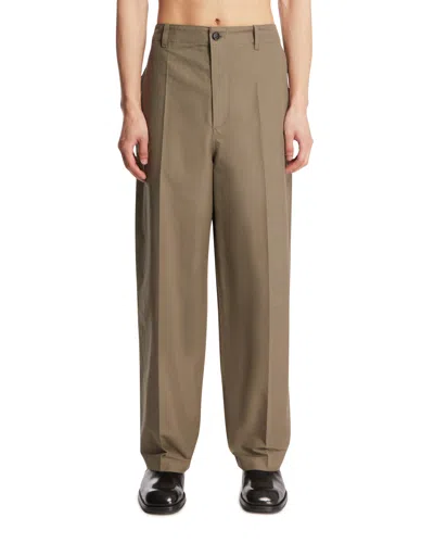 Bottega Veneta Gray Compact Cotton Trousers In Brown