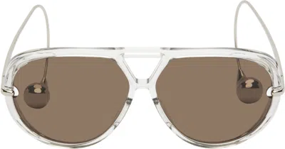 Bottega Veneta Gray Drop Aviator Sunglasses In 009 Grey