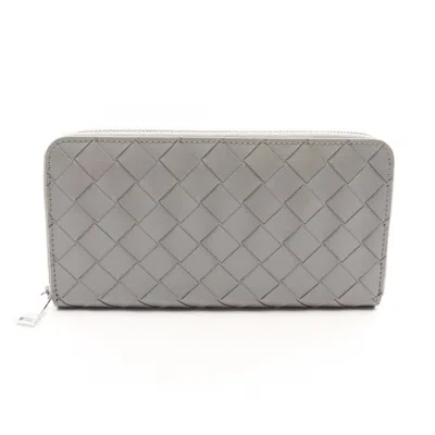 Pre-owned Bottega Veneta Gray Intrecciato Long Wallet (bi-fold) ()
